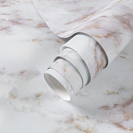 VIOPVERY Marble Contact Paper,23.6"x197"White Matte Marble Wallpaper, Peel and Stick Wall Paper, Waterproof, Easily Removable Self-Adhesive Film Wall Covering for Kitchen Countertop Bathroom