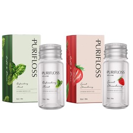 Purifloss Hilo Dental Tejido Expansible Premium - Libre De Ptfe Y Pfas - Dúo Refrescante De Menta Y Fresa Dulce - Recomendado Por Dentista - Apto