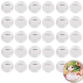 EdisonBrain Acrylic Brooch 1.7 inches (44 mm) Set of 50 Photo Badges Transparent DIY Handmade Can Badges Safety Pin Clip Clear Button Case Pedestal Photography Promotion Craft, Acrylic