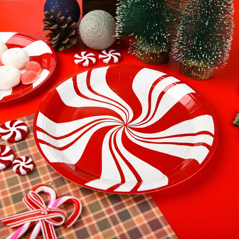 AimFun - 50 platos de papel de Navidad, platos de