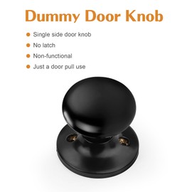 Probrico Half Dummy Door Knobs Sigle Side Door Knobs 6 Pack, Black Interior Door Handles Non-Turning Inactive Pulls for French Doors