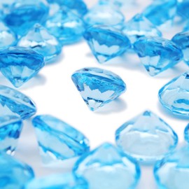 PMLAND 69 Pieces 25mm Big Round Acrylic Diamond Crystals Gems Treasure Gemstones for Baby Shower Table Scatters Vase Fillers Decoration Party Treasure Hunting Arts and Crafts - Light Blue