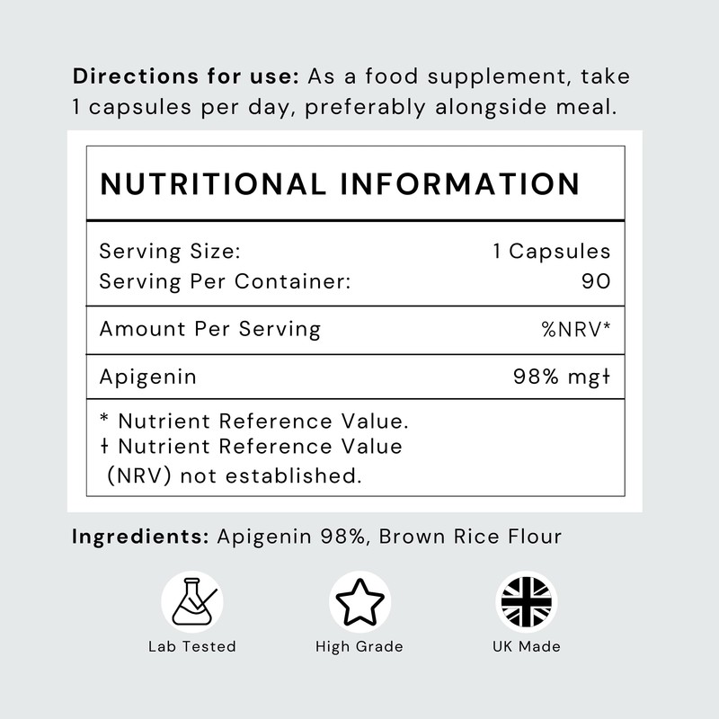 Apigenin 50mg Supplement - Optimal Dosage for Sleep & Relaxation,