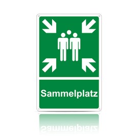 Sammelplatz Sign Outdoor Aluminium Collection Point Sign Outdoor Outdoor Afterglow Waterproof UV Protection with Pre-Drilled Holes 20 x 30 cm