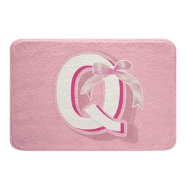jejeloiu - Alfombrillas de baño con lazo rosa para baño, 16 x 24 pulgadas, regalos para mujeres, adolescentes, niñas, alfombras de baño con monogramas, ultra suaves, personalizadas, con inicial Q,