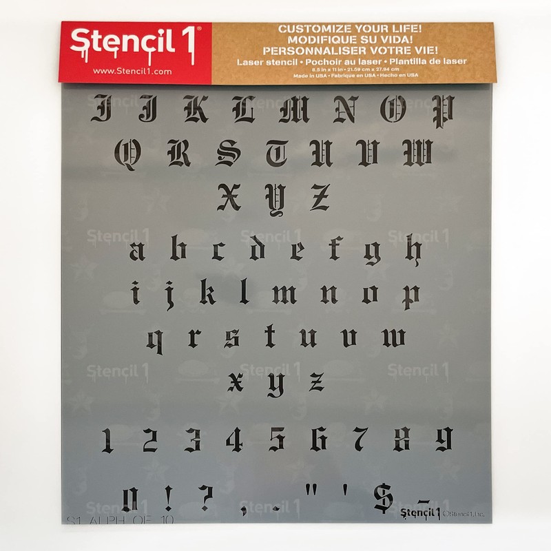 Stencil1 Old English Font Stencil 1/2" Letters - Upper and