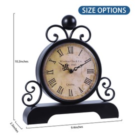 JJYYC Mantel Clock Quartz Classic Vintage Table Clock with Roman Numerals Fireplace Clock for Living Room Bedroom Farmhouse Home Decor Gift
