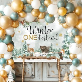 Avezano Winter Onederland Backdrop for 1st Birthday Party Forest Theme Winter Woodland Animals First Birthday Background Winter Onederland Party Decoration Photoshoot (7x5ft)