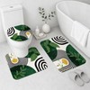 4Pcs Green Bathroom Sets with Shower Curtain and Rugs, Mid