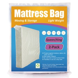 ComfortHome Mattress Bag for Moving and Storage, Fits Queen and King Size Mattress, 2 Pack, clear