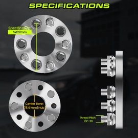 Customadeonly 5x127 Wheel Spacers for 2007-2018 Wrangler & 1999-2010 Grand Cherokee, 1/2"-20 Thread Pitch, 87.1mm Bore 5x5 Adapters (2pcs 3.0" Thick) 75mm