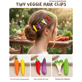 Funny Vegetable Hair Clips Set, 3D Realistic Simulated Food Hair Pins