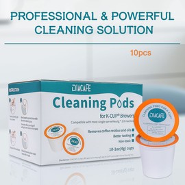 DIACAFE Fit for Keurig Cleaning Pods 10 Pack Descaler for Keurig Coffee Machines 1.0 & 2.0, K cup Cleaning Pods, K cup Cleaner Descaler Coffee Stain Remover