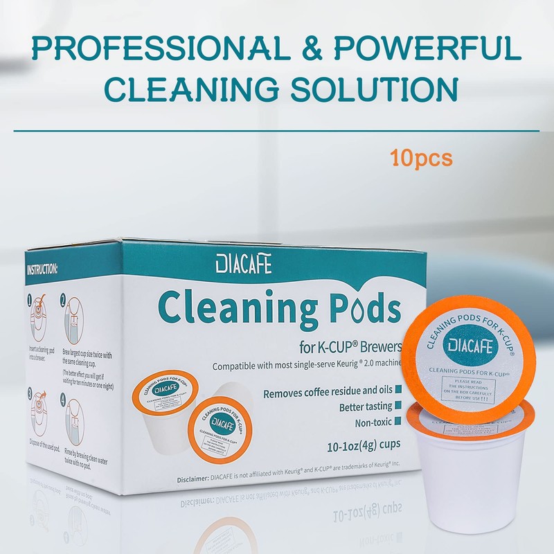 DIACAFE Fit for Keurig Cleaning Pods 10 Pack Descaler for