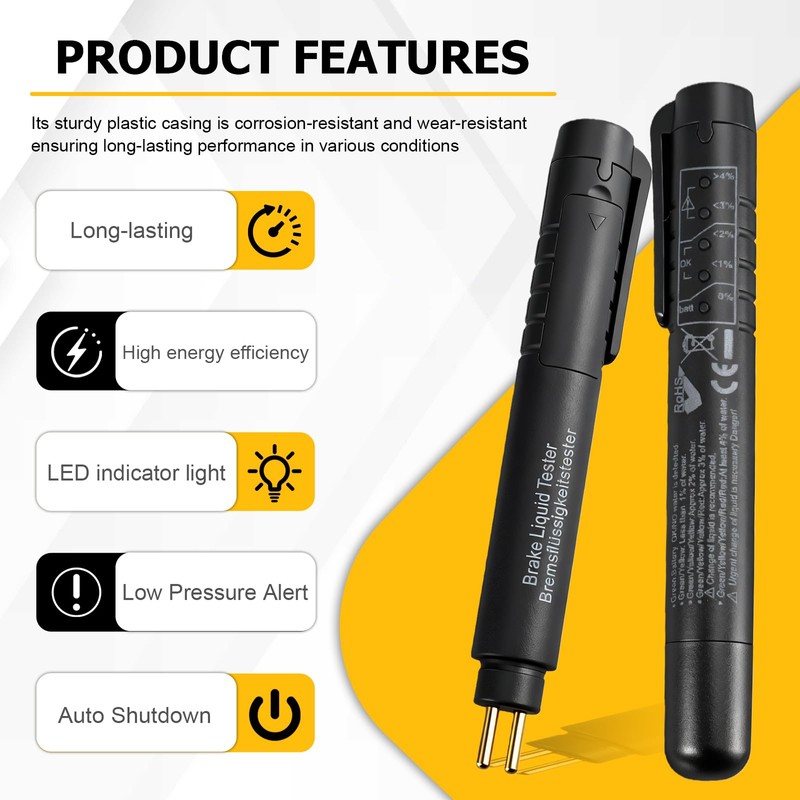 Brake Fluid Liquid Tester Pen,Brake Fluid Moisture Tester with 5