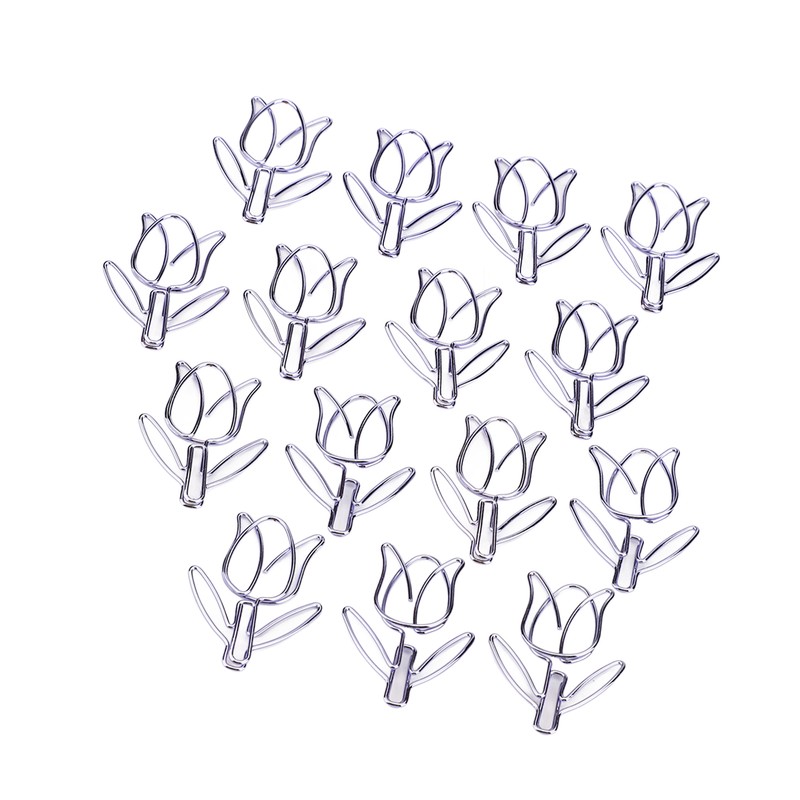50Pcs Tulip Paper Clips Cute Purple Tulip Design Durable Metal