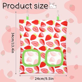 UPINS 3 Hay Bag for Rabbits 2-Hole Hanging Hay Feeder Guinea Pig Hay Bags, Hay Feeder for Rabbits Chinchillas Hamsters Small Pets and Animals(Fruit Pattern)