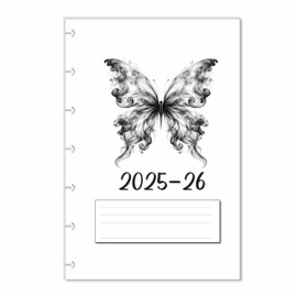 2025-2026 Monthly Calendar Refills for Letter, Junior, Classic, Skinny, Mini size Discbound Planners Fitts Happy Planners Levenger Circa TUL Staples Arc Notebook Office (7-Disc Mini, Butterfly)