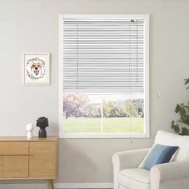 YIIBAII Mini Blinds Suitable for 22" W x 64" H Windows 1" Aluminum Horizontal Venetian Blinds Darkening with Rope and Pole can Mounted Inside or Outside