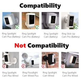 Riyitauto Ring Camera Mount 360-Degree Adjustable Mounting Bracket for Ring Spotlight Cam Battery and Ring Spotlight Cam Plus/Pro (Battery)-for Indoor/Outdoor Cameras, Aluminum Bracket White (2-Pack)