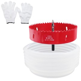 Geesatis 5-1/2 Inch Bimetal Hole Saw, Hole Cutter with Dust Bowl Catcher, Handy Hole Saw Kit Set for Metal, Wood, Plastic Cutting, Drywall, PVC Boards, Fiberglass and Vent Pipes