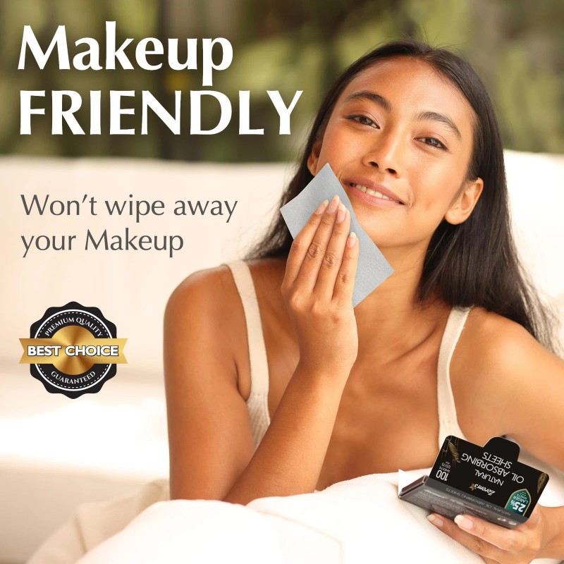 Zorom'S Natural Oil Blotting Sheets for Face with Bamboo Charcoal