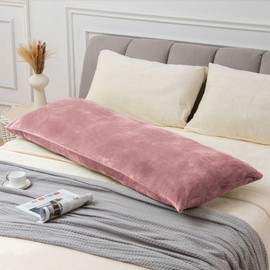 BEDELITE Body Pillow Cover with Zipper Closure, Super Soft and Cozy Fuzzy Fleece Pillowcase 20 x 54 Inches, Luxury Fluffy Plush Long Body Pillow Pillowcase for All Seasons(Dusty Pink)