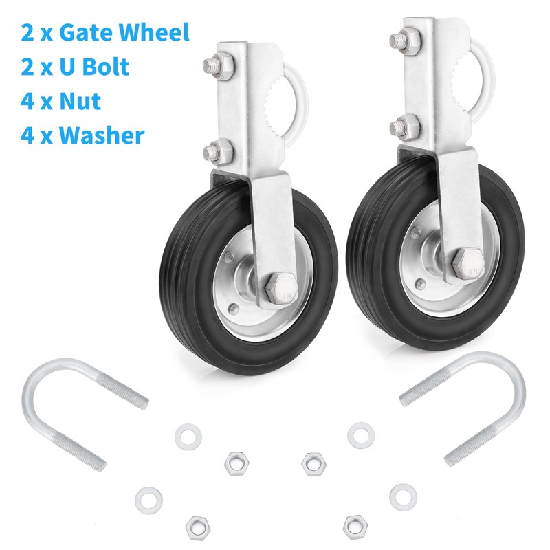 Gate Wheel Supporting Metal Swing Gate, 6" Gate Helper Wheels