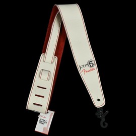 Fender John 5 Capsule Collection Leather Strap - Arctic White/Red Suede