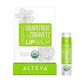 Alteya Organic Lip Balm Grapefruit and Stork Bill 4.5 g - USDA Organic Certified Pure Natural - Lip Care Based on Carefully Selected Selection of Plant Oils and Butters