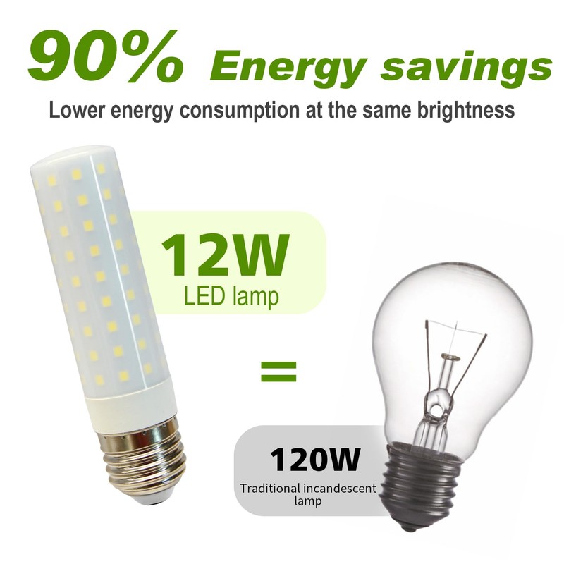 Geminilite E26 LED Corn Light Bulbs 12W, Daylight White 6500K,