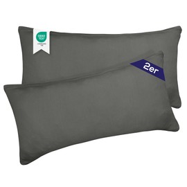 Barbons Cushion Cover 40 x 70 cm, Anthracite, Set of 2 - 165 g/m² Oeko-Tex Certified Pillowcase 100% Jersey Cotton Soft Cushion Covers with Zip (40 x 70 Anthracite)