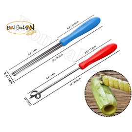 2 pcs Zucchini Squash Cucumber Corer Vegetable Corers Drill Stainless Steel Core Remover Coring Tool Kitchen Stuffed Vegetables Veggies Seed Remover Tools Remove Seeds Eggplant 10" Long Gadgets