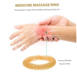 COLLBATH 5pcs Wrist Massage Acupressure Metal Accessory Bracelet for Women and Girls Golden Relieves Finger Joint Fatigue Includes Two Different