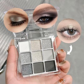 9 Colours Eyeshadow Palette, Eye Shadow Palette with Matte & Shimmer Blendable Shades Make-Up Palettes Set for Day &Night Eye Make-Up, Long-Lasting Waterproof Eye Shadow Pallets for Women Girls(Black)