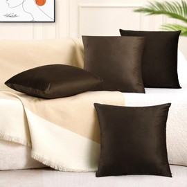 Jiiberl 18x18 Inches Dark Brown Series Pillow Covers for Livingroom and Bedroom, Solid Velvet Throw Pillow Covers for Couch Sofa Deor (Brown Series, 18x18)