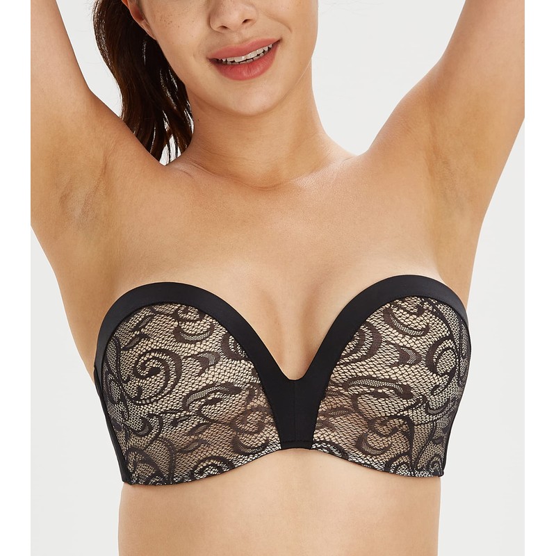 Lemorosy Women's Plus Size Anti-Slip Invisible Seamless Wireless Strapless Bra
