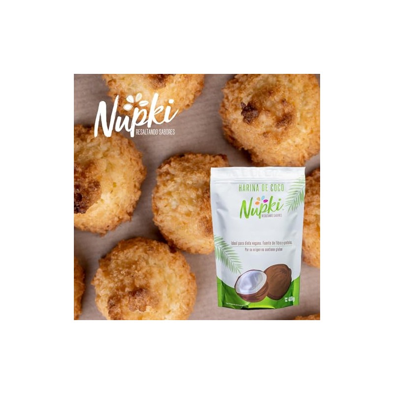 Nupki Harina de Coco orgánica (2 pack 400g c/u.). Ideal