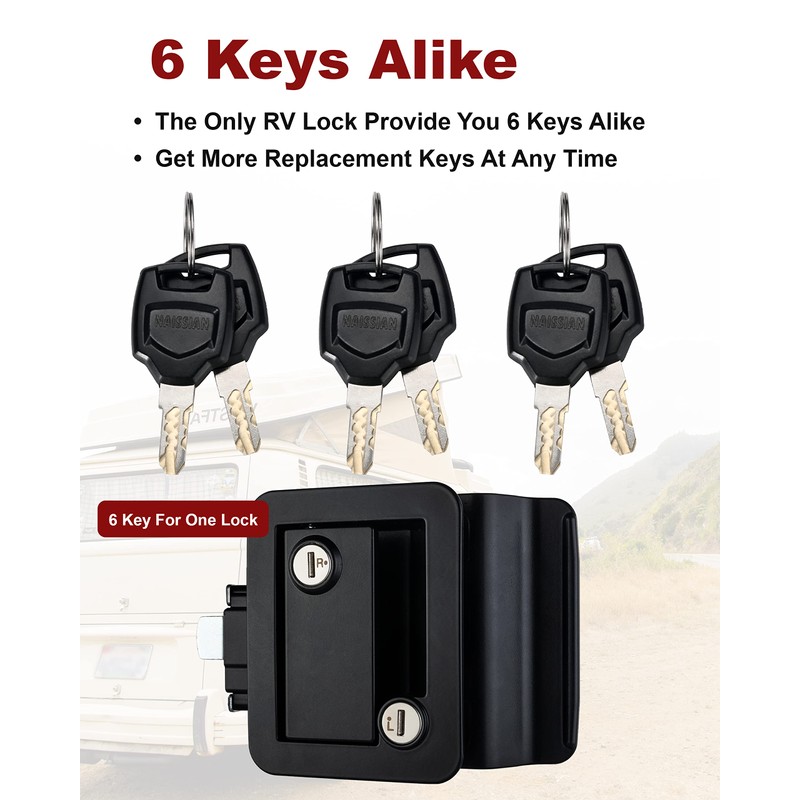 Naissian RV Camper Door Lock Latch Deadbolt Lock Entry Side