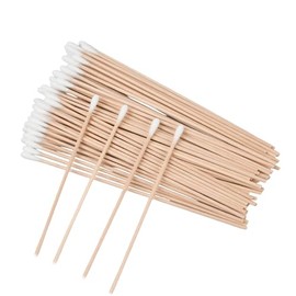 200 Pcs Cotton Swabs, 15cm Long Handle Wooden Cotton Buds, Wood Stick Ear Swabs, Round Cotton Tip Cosmetic Tool, Cotton Tipped Applicator for Cleaning Makeup Polishing Jewelry Arts and Crafts