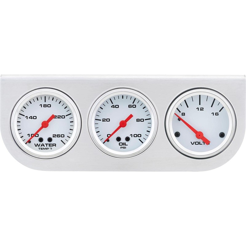 Speedway Motors 3-Gauge Set with Brushed Aluminum Panel Includes Oil