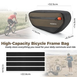 ROCKBROS Bicycle Frame Bag Triangle Bag 1.7 L Bicycle Top Tube Bag Reflective for Mountain Bike Road Bike Bikepacking Bag