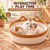 Interactive Woven Cat Bed with Toy Tail – 3-in-1 Cotton