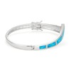 Sterling Silver Created Blue Opal Curved Bar Hinged Cuff Bangle