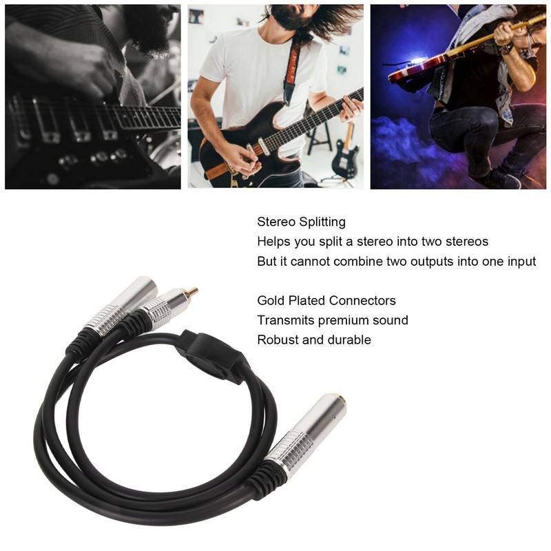 6.35mm Female to 6.35mm Female RCA Cable Gold Plated Sound