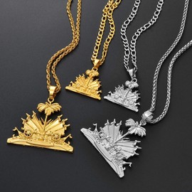 ViKiJi Haitian Pendants and Necklaces for Men and Women - Haitian Jewelry Gifts for Both Men and Women - Meaningful Haitian Accessories (Gold 1, 17.7 inches)