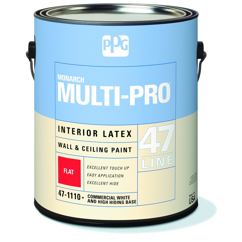47-1110/01 Latex Paint, High Hide Flat, 1 gal, Multi-Pro, Interior