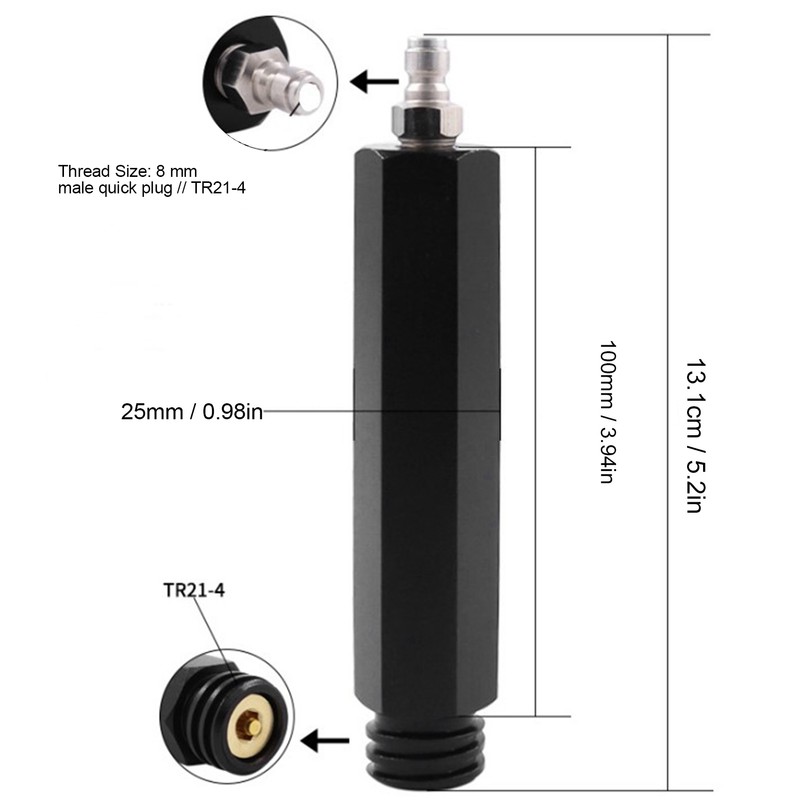 CO2 Cylinder Refill Adapter 8mm Male Quick Plug to Male