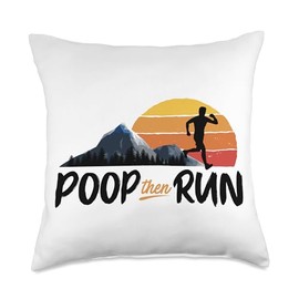Poop Then Run Running Jogging Endurance Training Athlete Throw Pillow