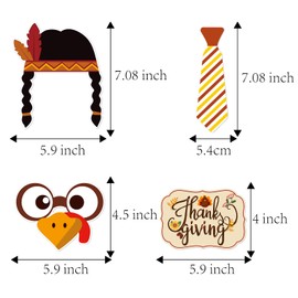 Fall-Thanksgiving Orange Party-Decorations Photo-Booth Props - 25pcs DIY Funny Glasses,Pumpkin Turkey Maple Leaves Photography,Kids Adults Friendsgiving Autumn Birthday Baby Shower Supplies Ouruola